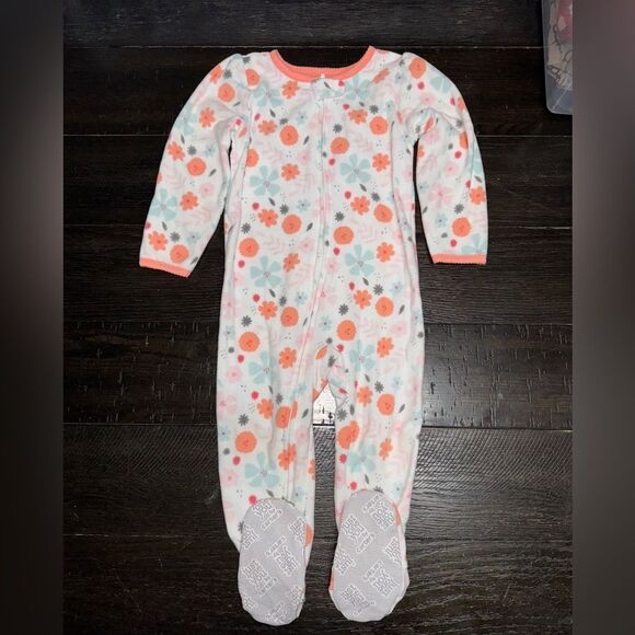 2t carters floral fleece footed pajama like new - Picture 1 of 3
